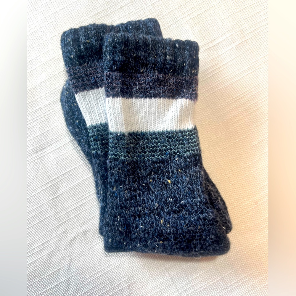 NWOT Navy Aqua Alaska Knits Women's Lightweight Wool Blend Crew Socks - SZ 4-10